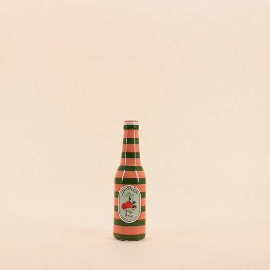 Vase bouteille limonade rose et vert, h24cm