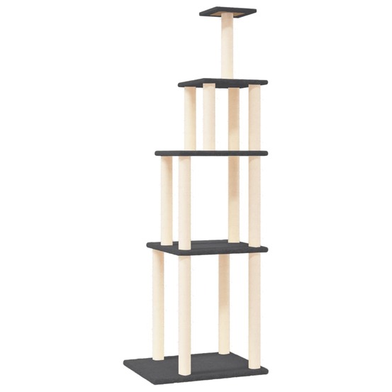 Arbre à chat meuble tour grimper jouet grattage grattoir escalade plateforme avec griffoirs en sisal foncé 183 cm gris 02_002
