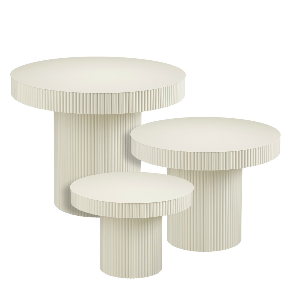 Mica decorations lux table basse salon – set de 3 – meuble – métal – 80 x 43 x 40 cm – off white