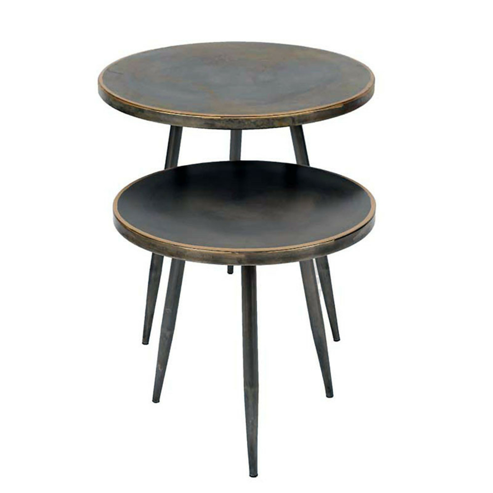 Ensemble 2 tables d'appoint métal 55x52 cm