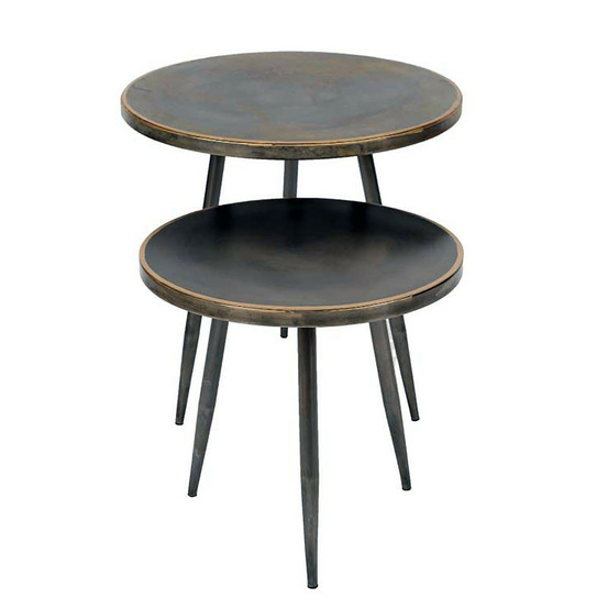 Ensemble 2 tables d'appoint métal 55x52 cm