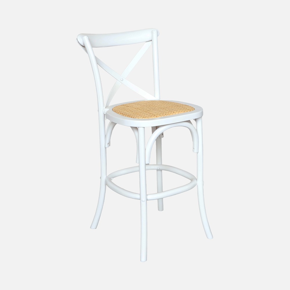 Tabouret de bar bistrot vintage en bois avec repose-pieds