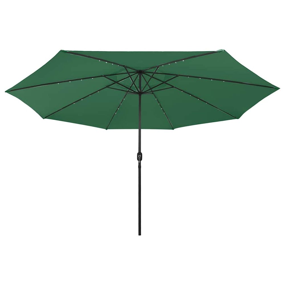 Parasol de jardin avec lumières led et mât en métal 400 cm vert
