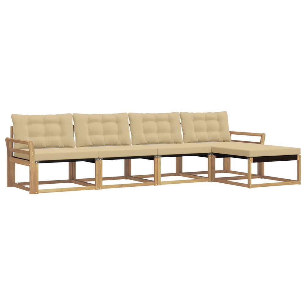 Ensemble de canapés d'extérieur 5 pc blanc et beige