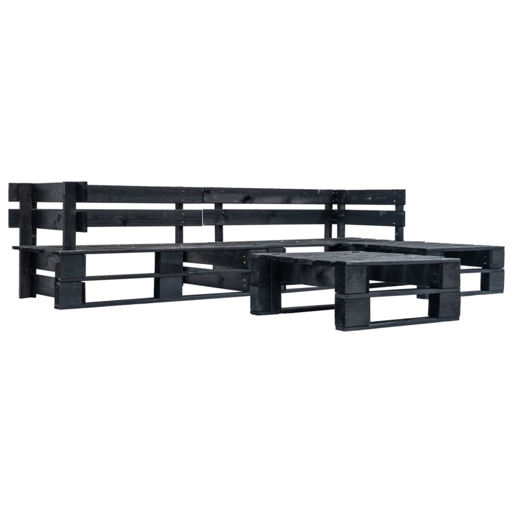 Canapés de jardin palette 4 pcs noir bois