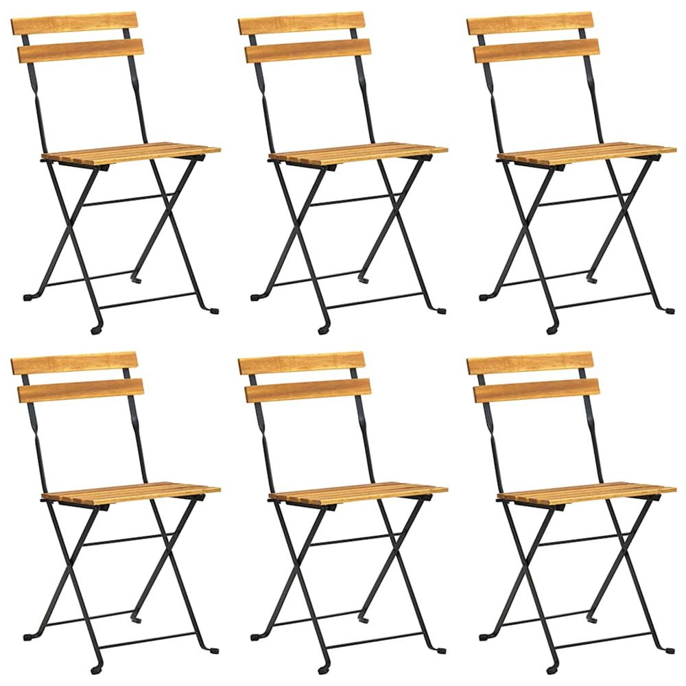 Chaises pliantes 6 pièces en acier et bois massif d'acacia