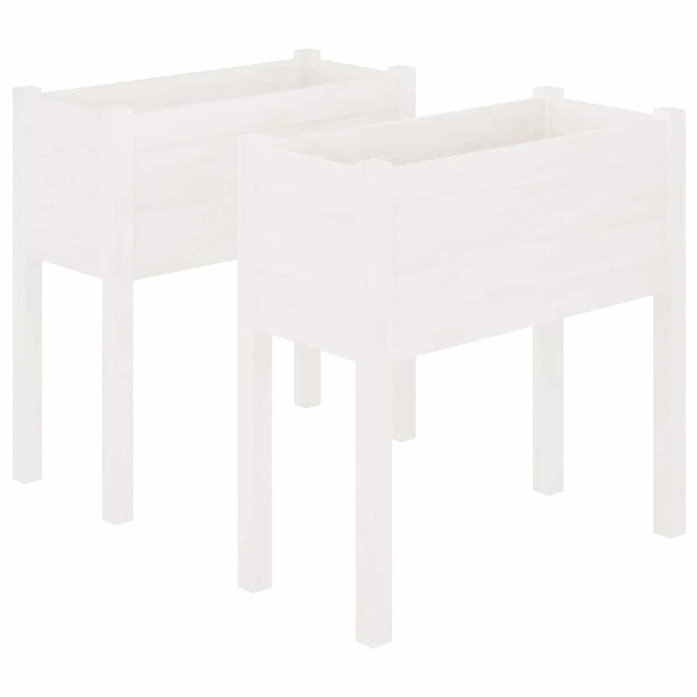Jardinières 2 pcs blanc 70x31x70 cm bois de pin massif