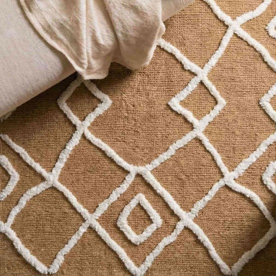 Tapis en jute tufté motifs géométriques 120x170cm