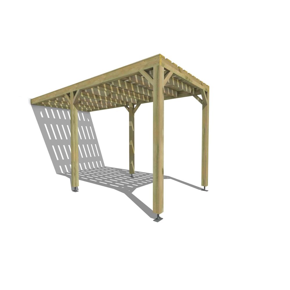 Pergola bois • 2m x 5m • adossée • sens largeur • platelage bois • livraison comprise