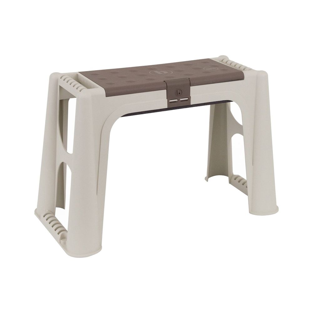 Banc d'extérieur barry, banc de jardin, banc à outils, banc polyvalent, 100% made in italy, 58x29h37 cm, beige et marron
