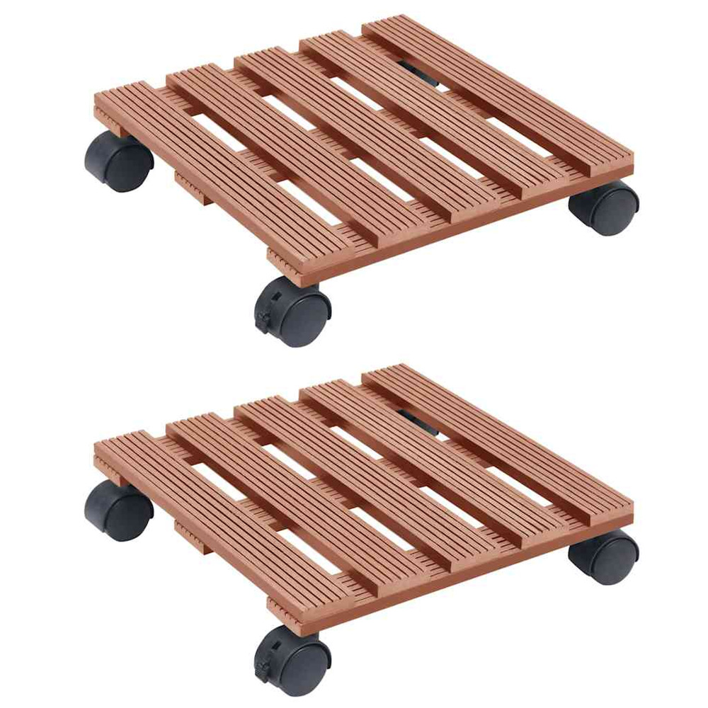 Chariots à plantes 2 pcs marron 30x30x7,5 cm wpc