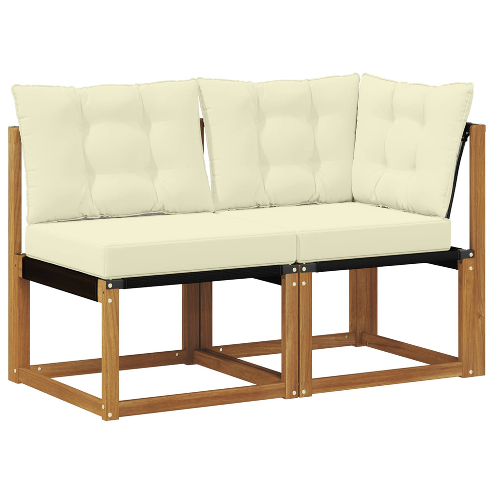 Canapé d’extérieur milieu et coin avec coussin 2 pièce naturel