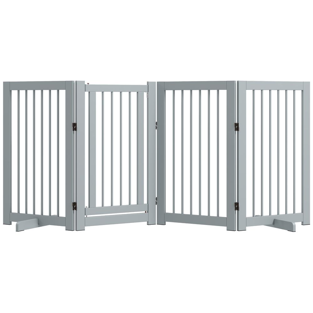 Barrière de sécurité pour chien pin massif 220 x 36 x 91 cm gris clair avec porte