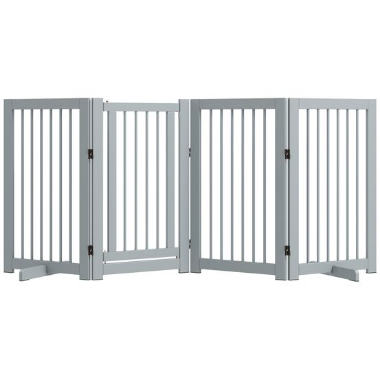 Barrière de sécurité pour chien pin massif 220 x 36 x 91 cm gris clair avec porte