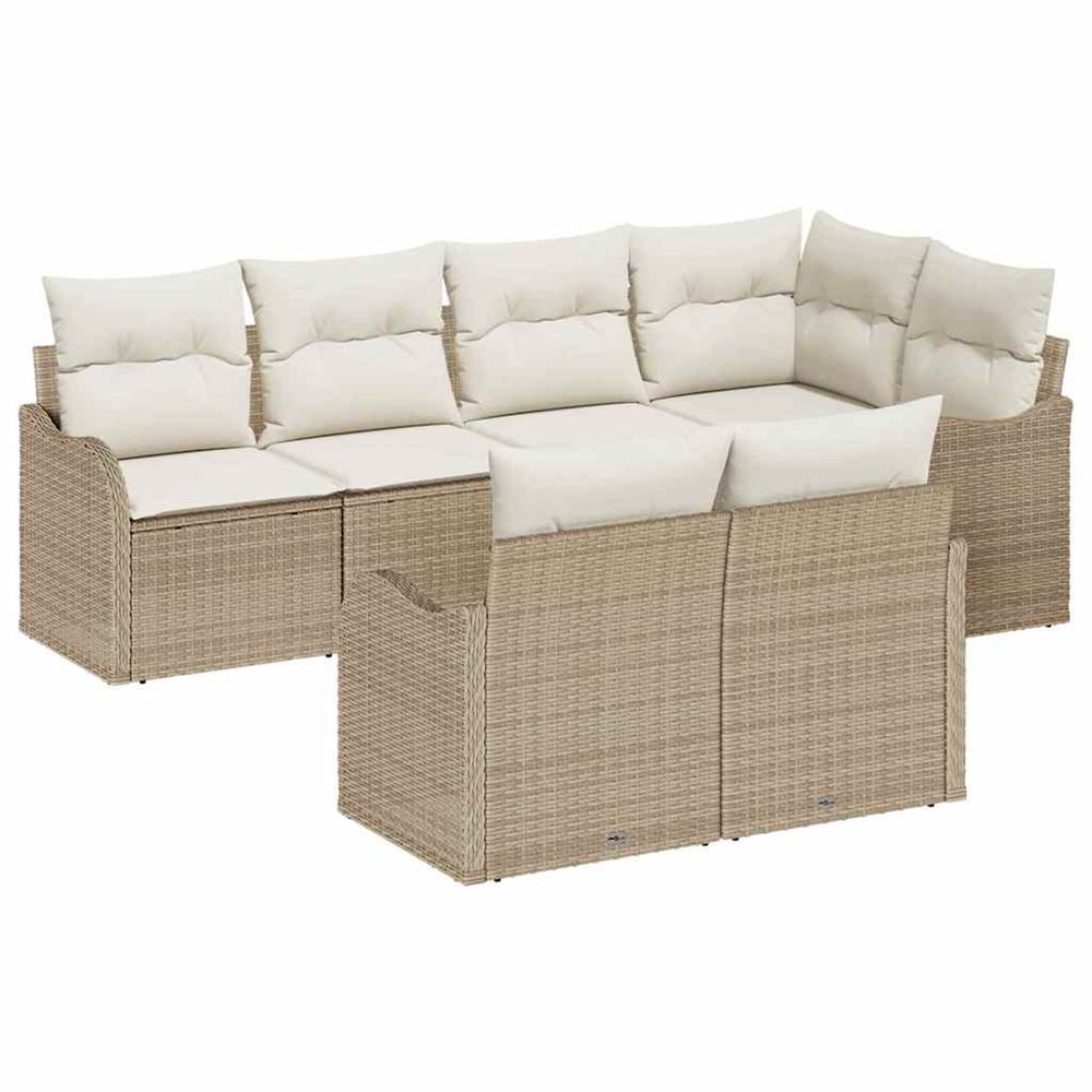 Ensemble de canapé de jardin 7 pc beige polyrotin