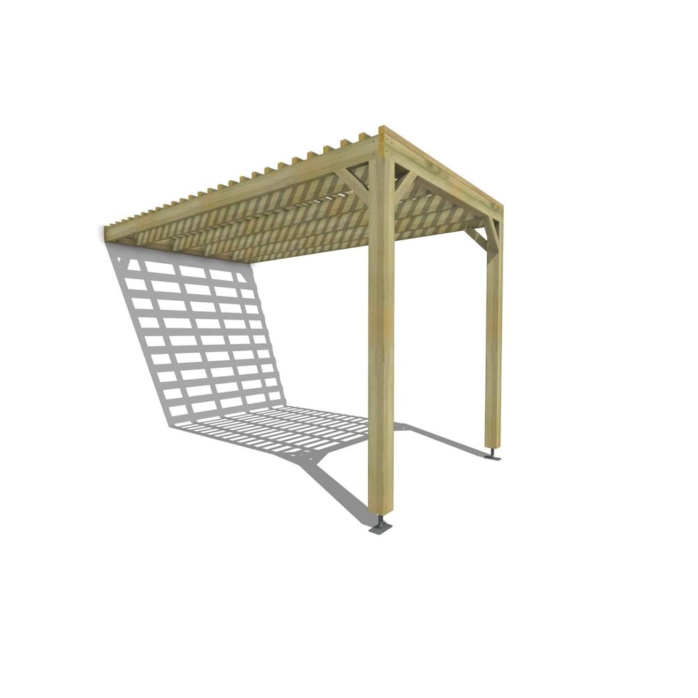 Pergola bois • 2m x 4m • adossée • sens profondeur • lattage bois • livraison comprise