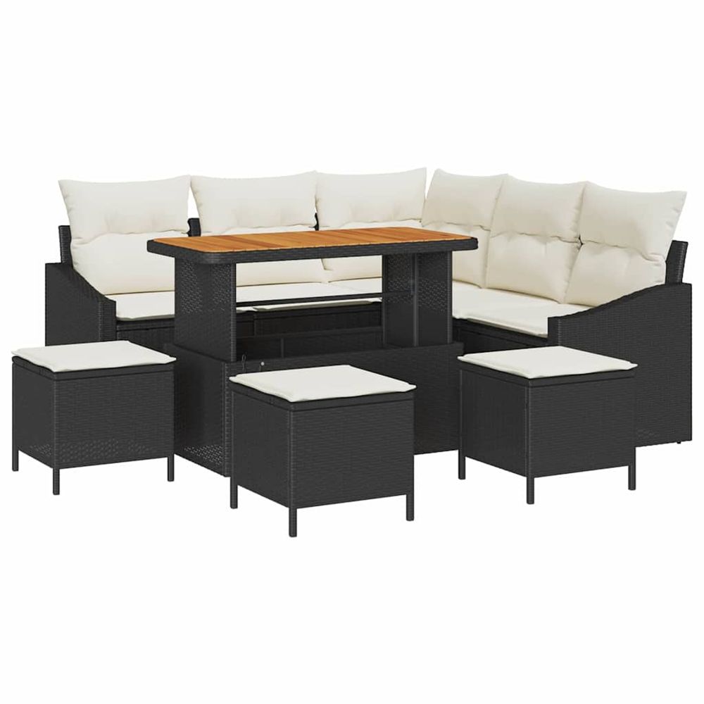 Ensemble de canapé de jardin 9 pc noir polyrotin