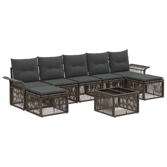 Ensemble de canapé de jardin 8 pc gris polyrotin