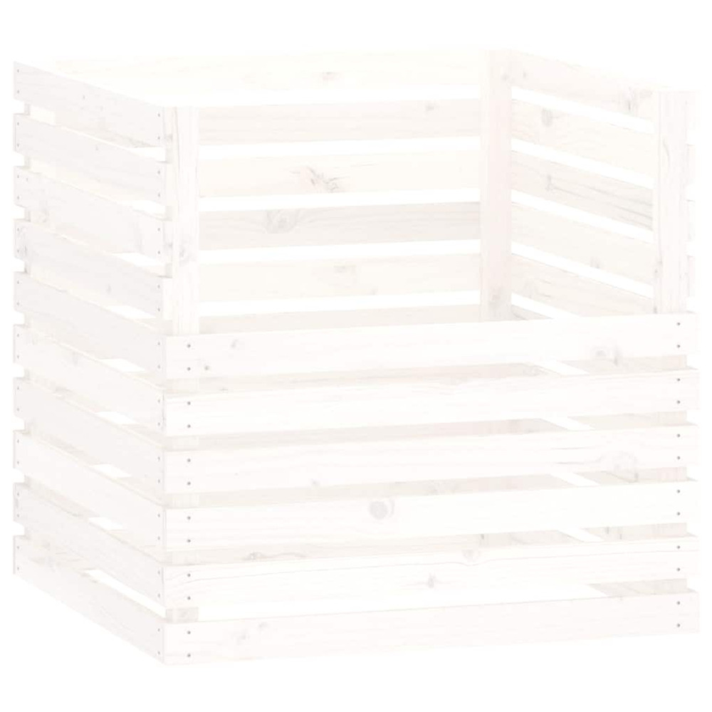 Composteur blanc 80x80x78 cm bois massif de pin