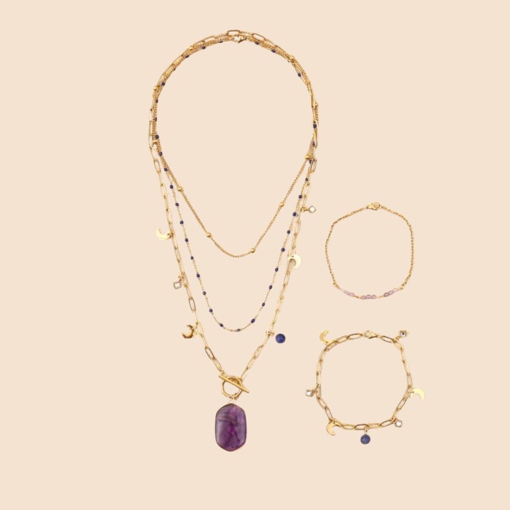 Kit diy bijoux en acier inoxydable - parure violette