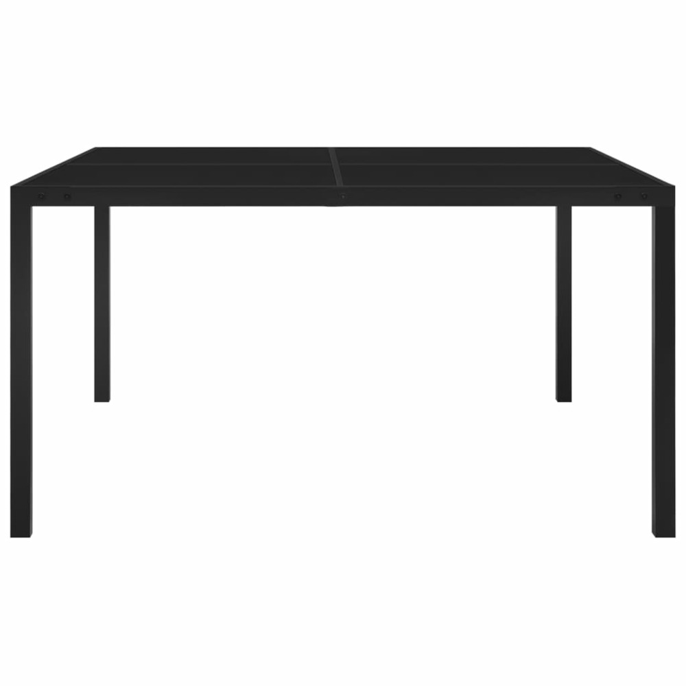 Table de jardin 130x130x72 cm noir acier et verre
