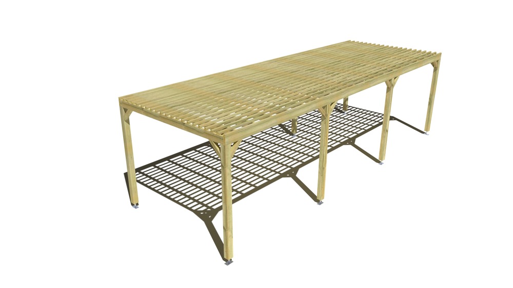 Pergola bois • 9m x 3m • indépendante • sens profondeur • lattage bois • livraison comprise