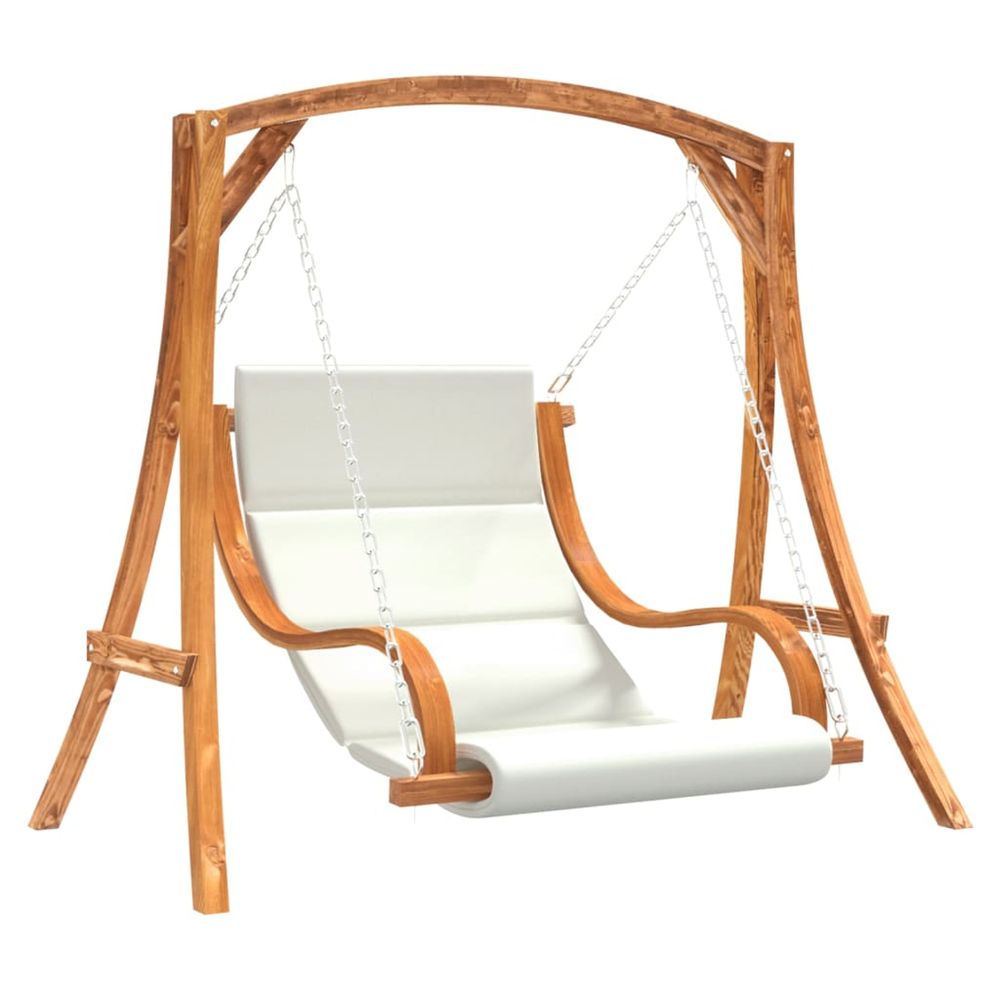 Chaise balançoire avec coussin bois d'épicéa avec finition teck