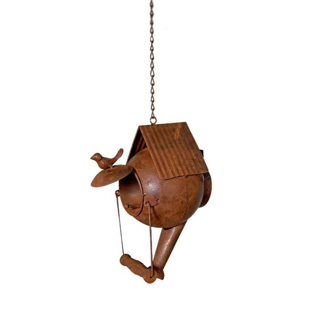 Suspension oiseaux théière fer 22x14x27cm