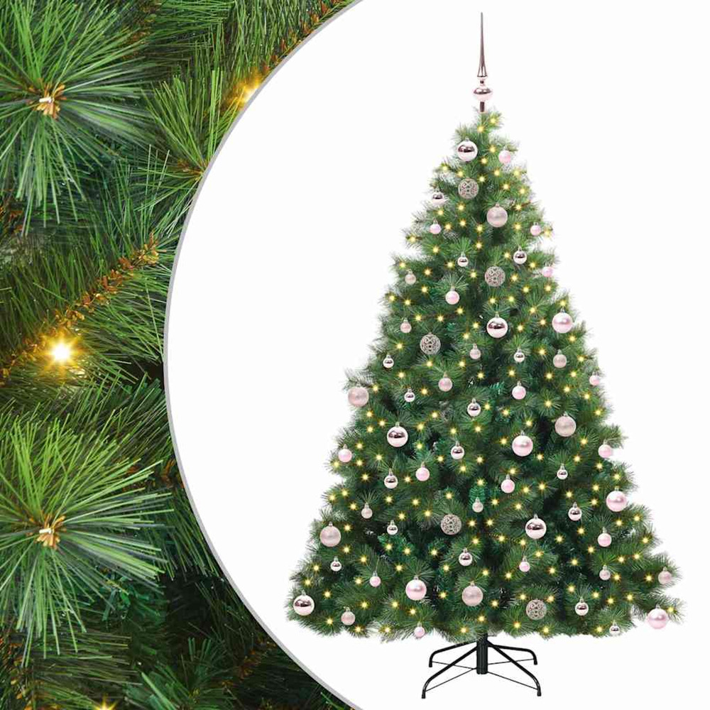 Sapin de noël artificiel avec 300 led vert 180 cm pe et pvc