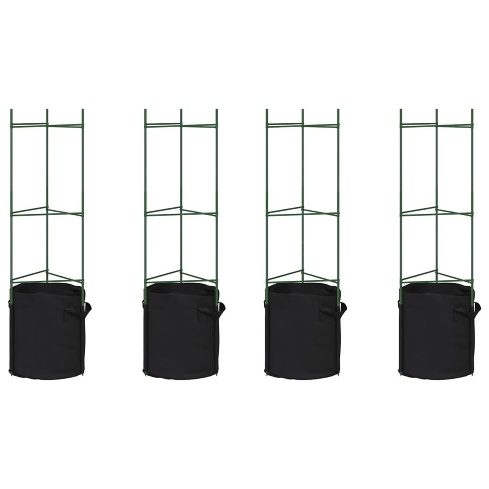 Cages à tomates avec sacs à plantes 4 pcs 116 cm acier et pp