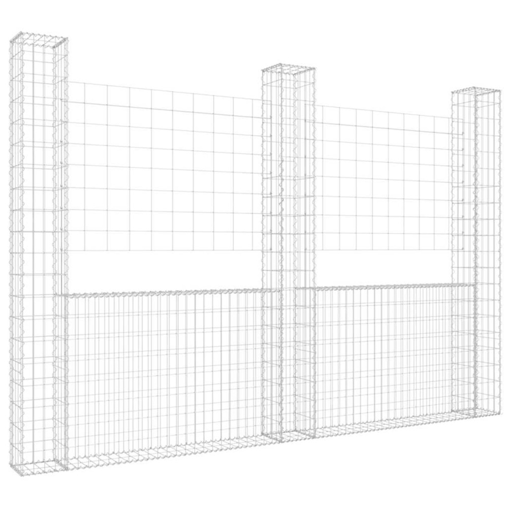 Panier de gabion en forme de u avec 3 poteaux fer 260x20x200 cm