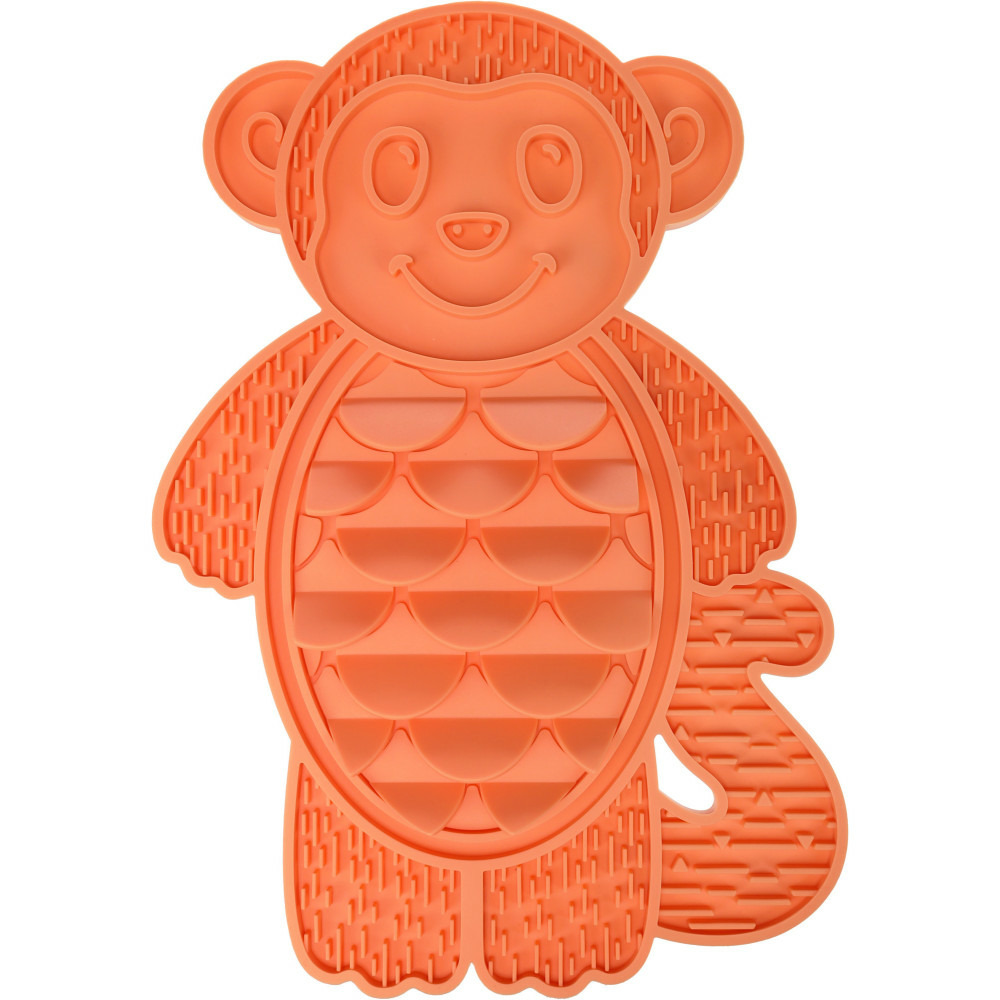 Le tapis à lécher sumu singe orange, 40 x 28 x 3 cm, pour les chiens et les