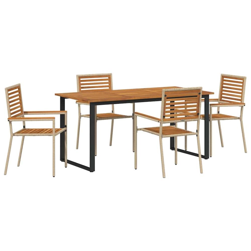 Ensemble de salle à manger pour jardin 5 pc beige