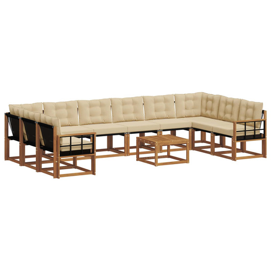 Ensemble de canapés d'extérieur 11 pcs naturel et beige
