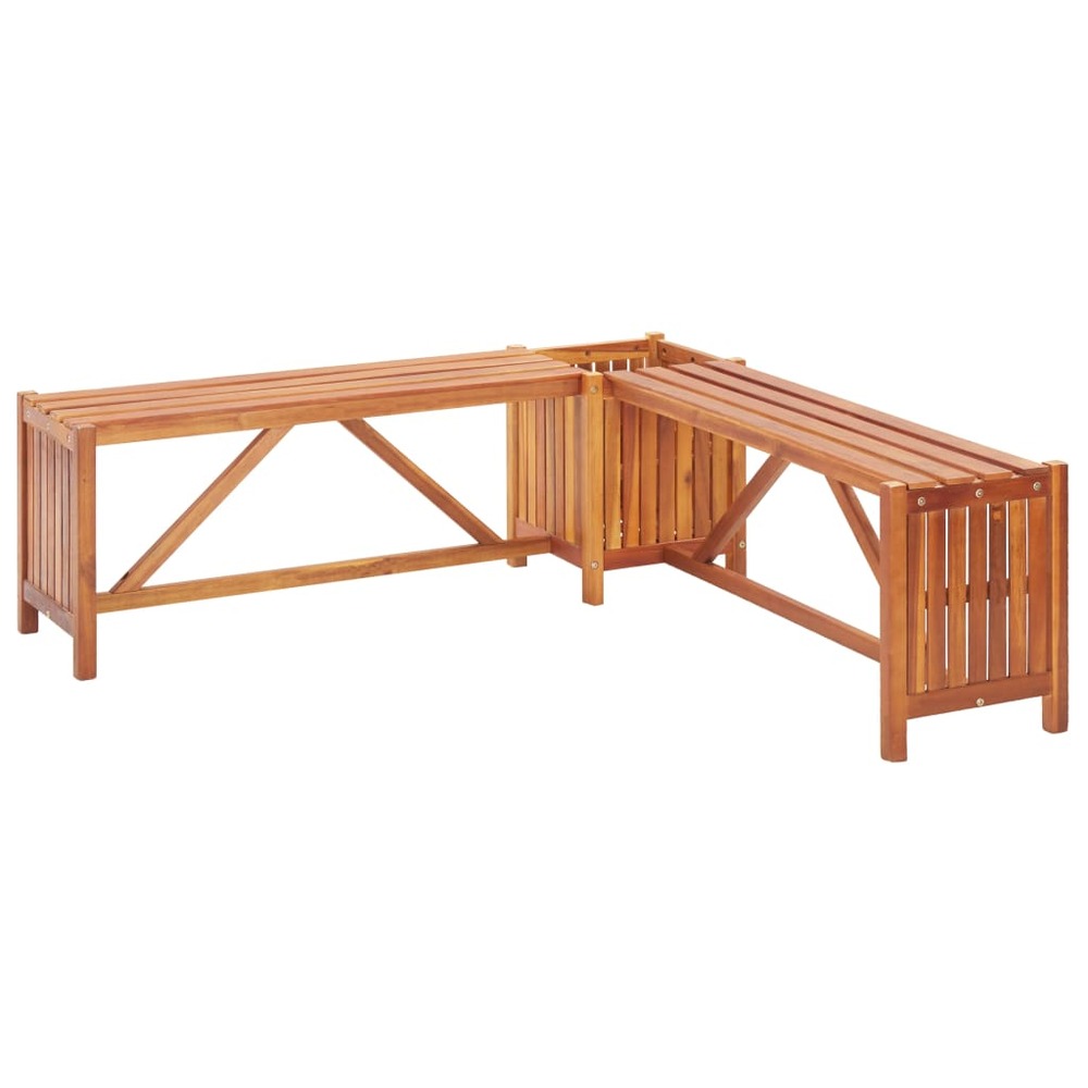 Banc de jardin meuble de patio d'extérieur terrasse et jardinière 117 x 117 x 40 cm bois solide d'acacia