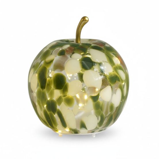 Lampe à poser led pomme verte verre 15x15x17cm