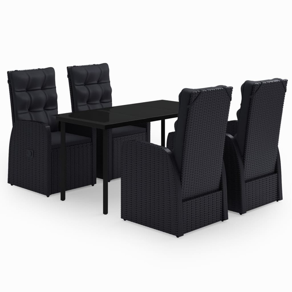 Ensemble à manger de jardin avec coussins 5 pcs noir