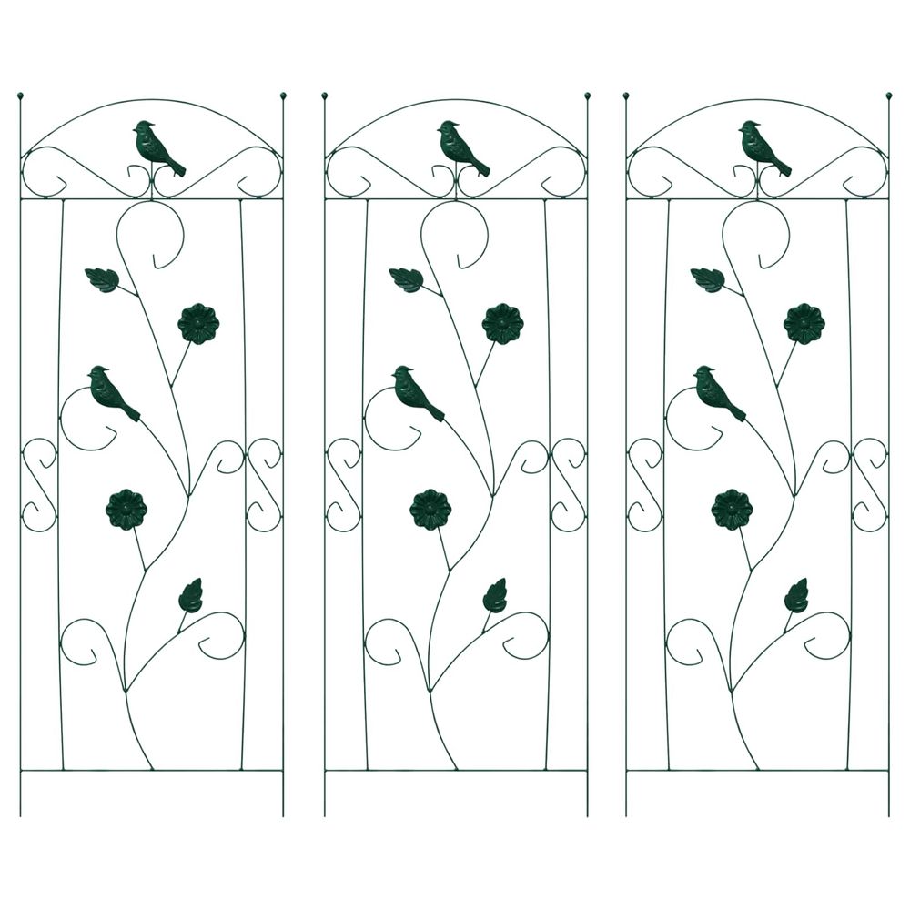 Clôture de jardin 3 pc vert 110 x 40 cm acier