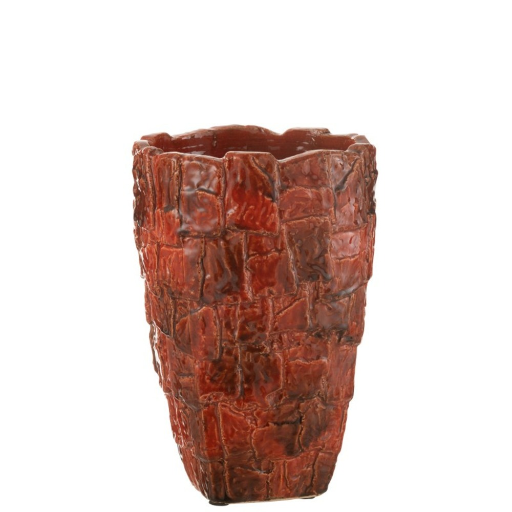 Vase en céramique rouge 25x25x36.5 cm
