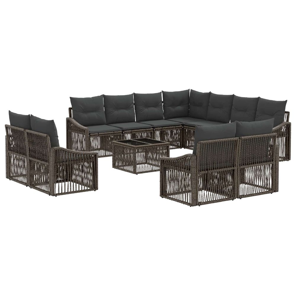 Ensemble de canapé de jardin 12 pc gris polyrotin