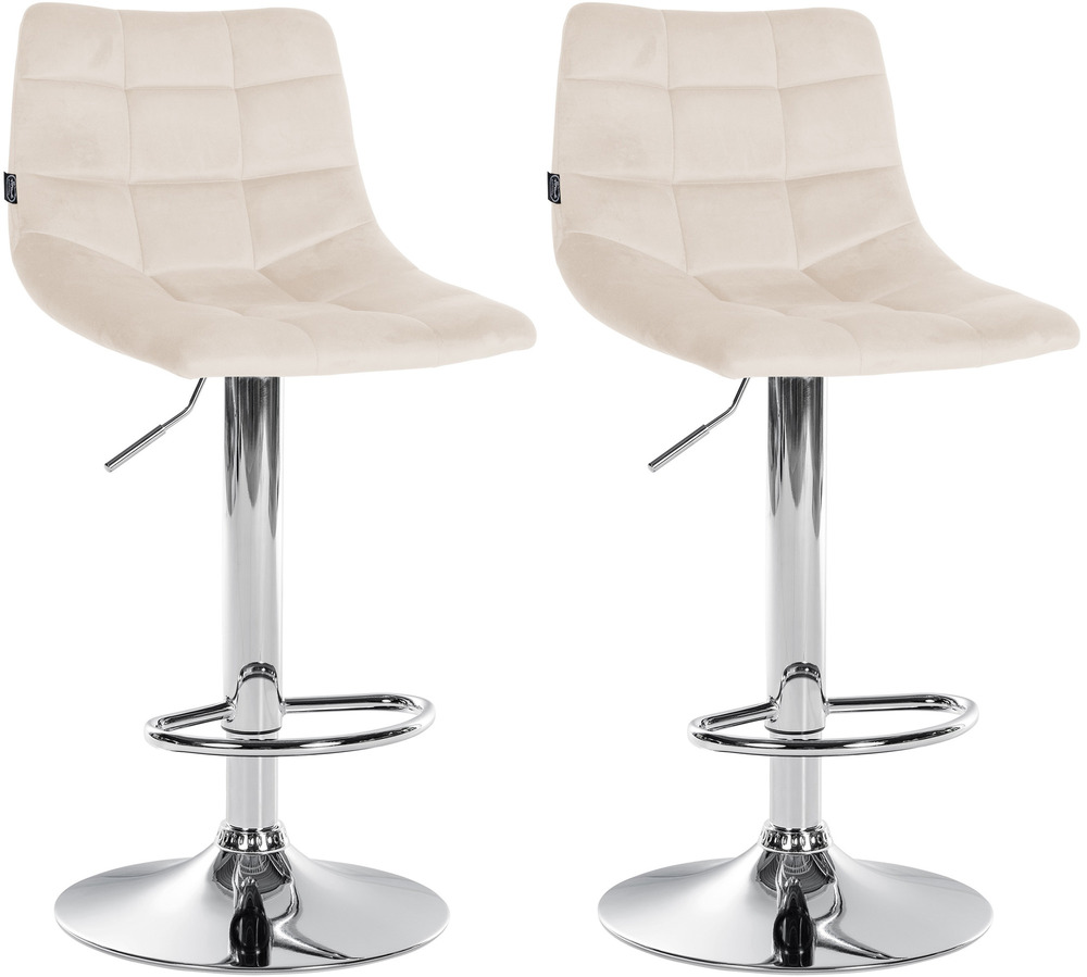 Lot de 2 tabourets de bar jerry velours chrome