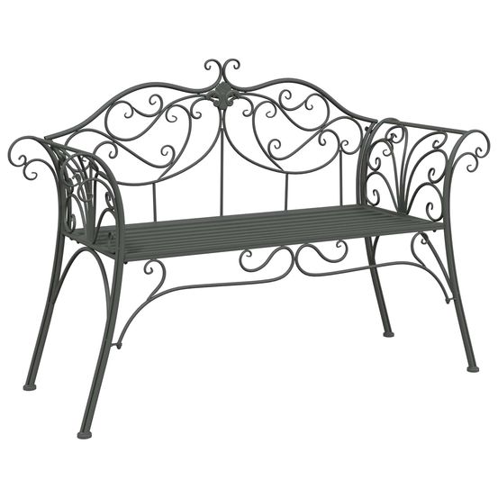 Banc de jardin 2 -places 131 x 47,5 x 90 cm acier gris argenté