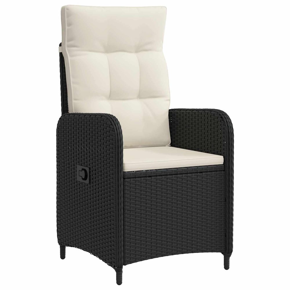 Chaise de jardin inclinable noir et blanc crème