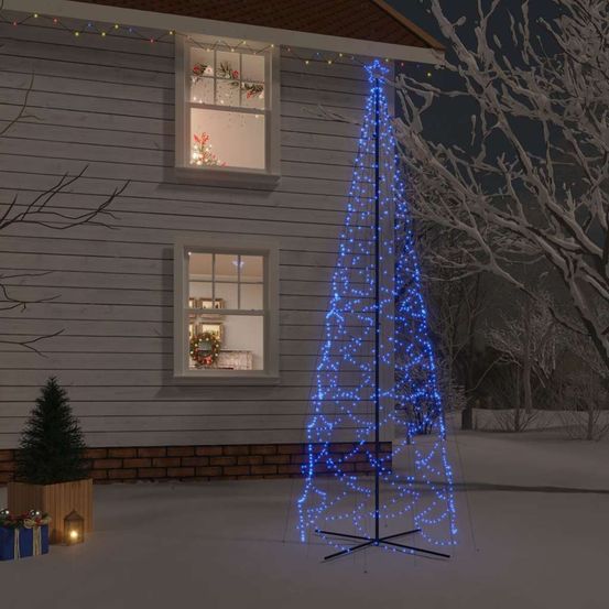 Sapin de noël cône zigzag 1400 led pour jardin extérieur bleu 500 cm