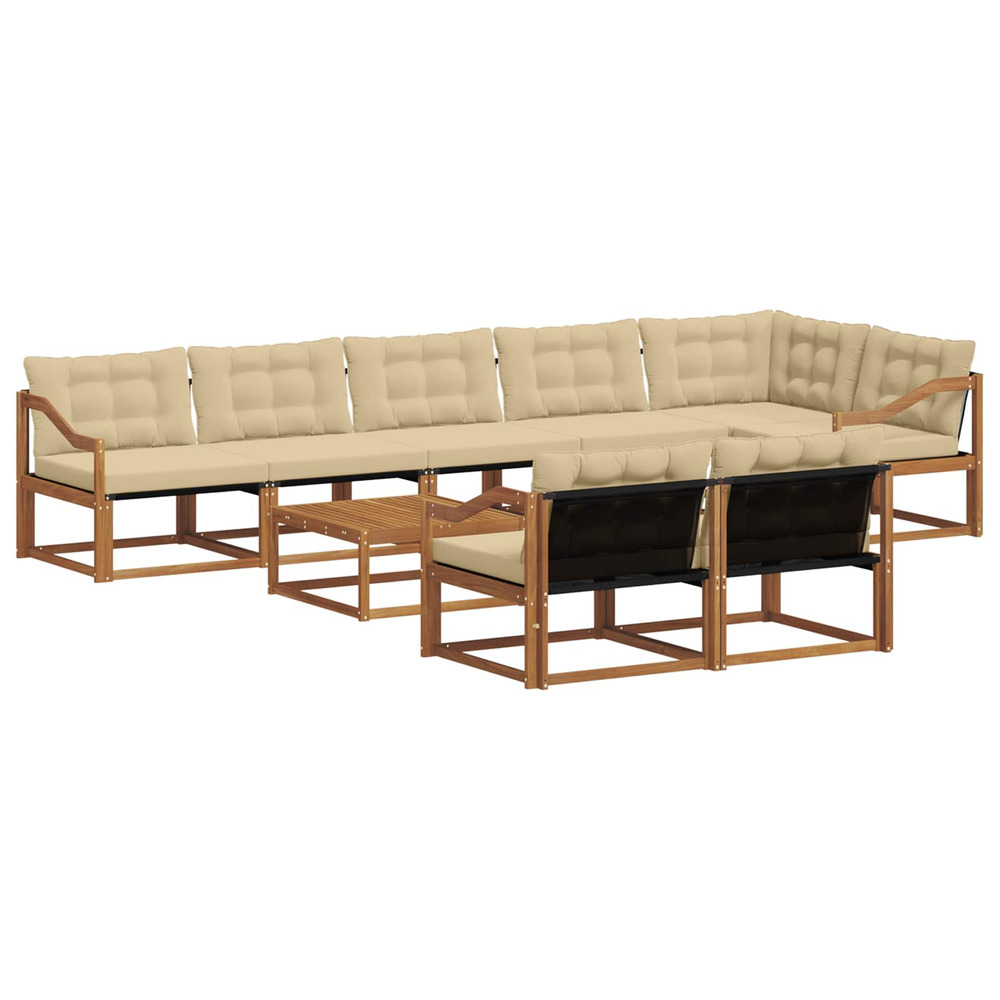 Ensemble de canapés d'extérieur 9 pcs naturel et beige