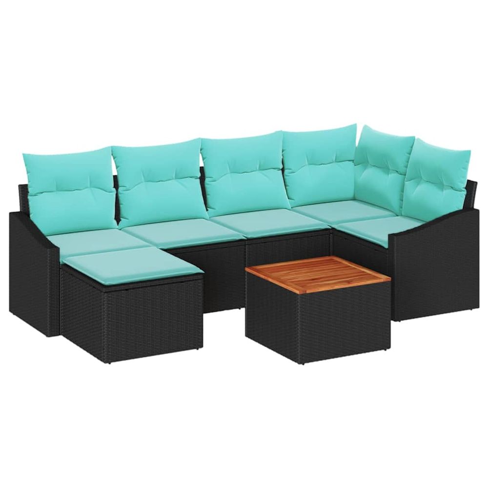 Ensemble de canapé de jardin 7 pc noir polyrotin