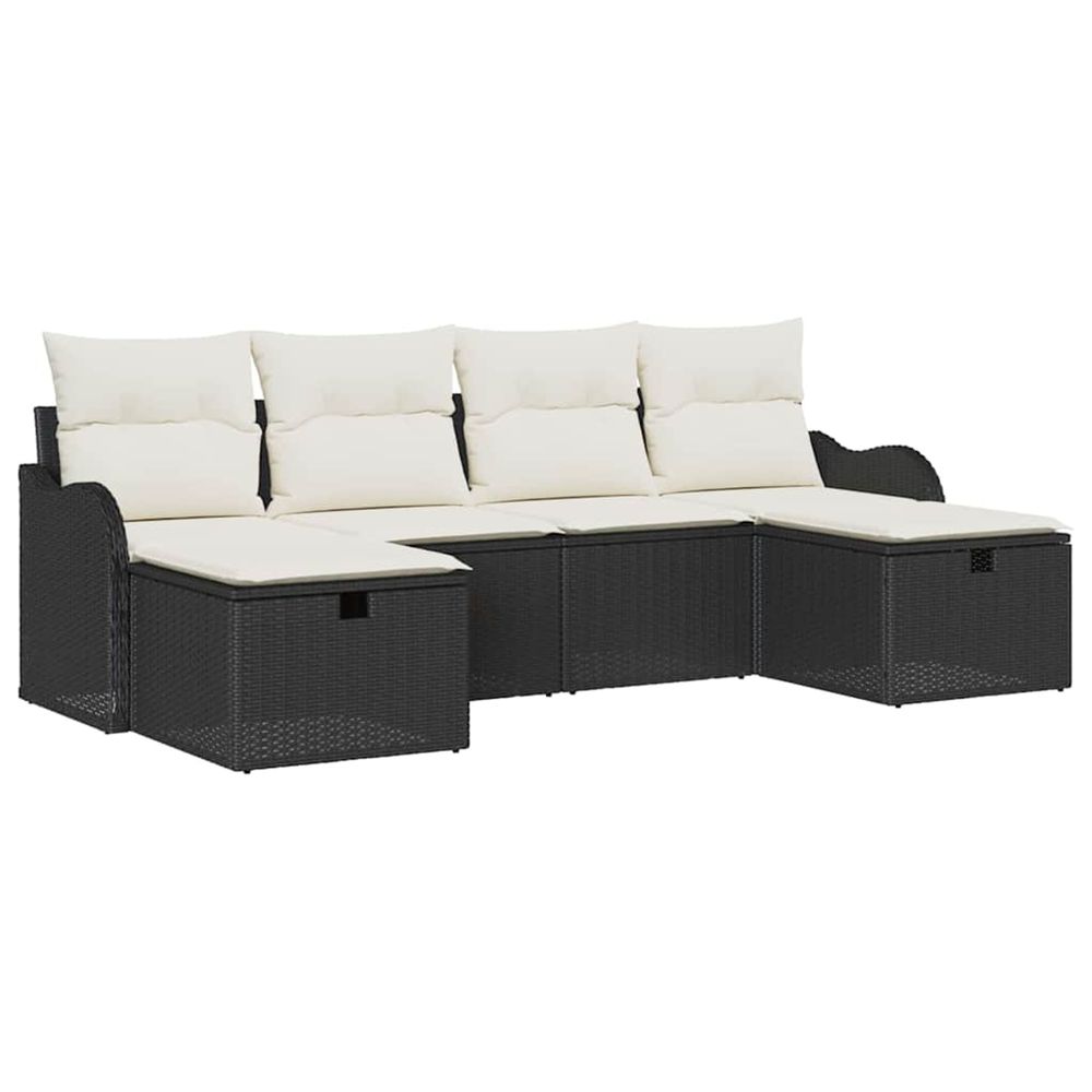 Ensemble de canapé de jardin 6 pc noir polyrotin