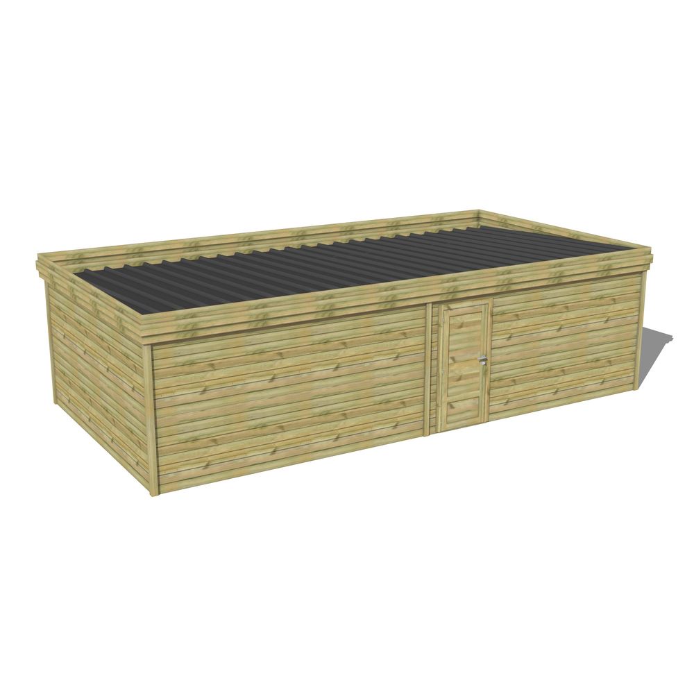 Abri de jardin bois pin traité autoclave 27mm - 8,595x4,34m / 37m2 - bac acier - abri français