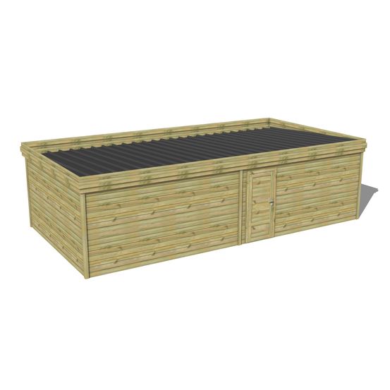 Abri de jardin bois pin traité autoclave 27mm - 8,595x4,34m / 37m2 - bac acier - abri français