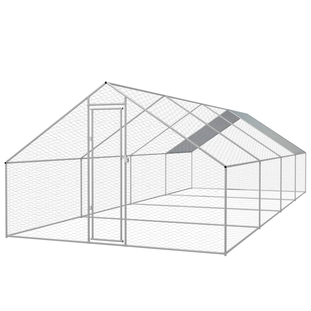Cage extérieure pour poulets acier galvanisé 3 x 8 x 2 m